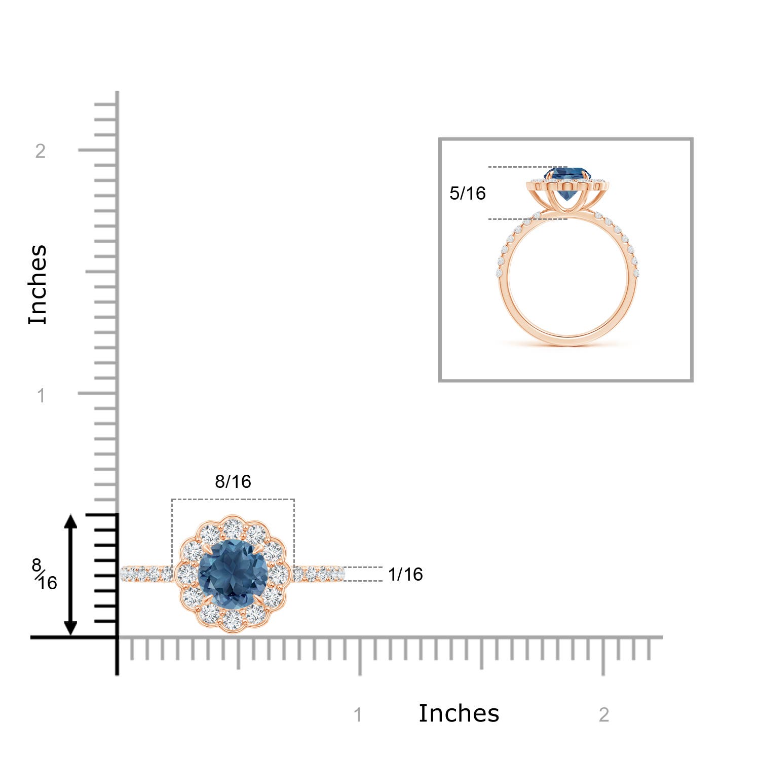 A - London Blue Topaz / 2.21 CT / 14 KT Rose Gold