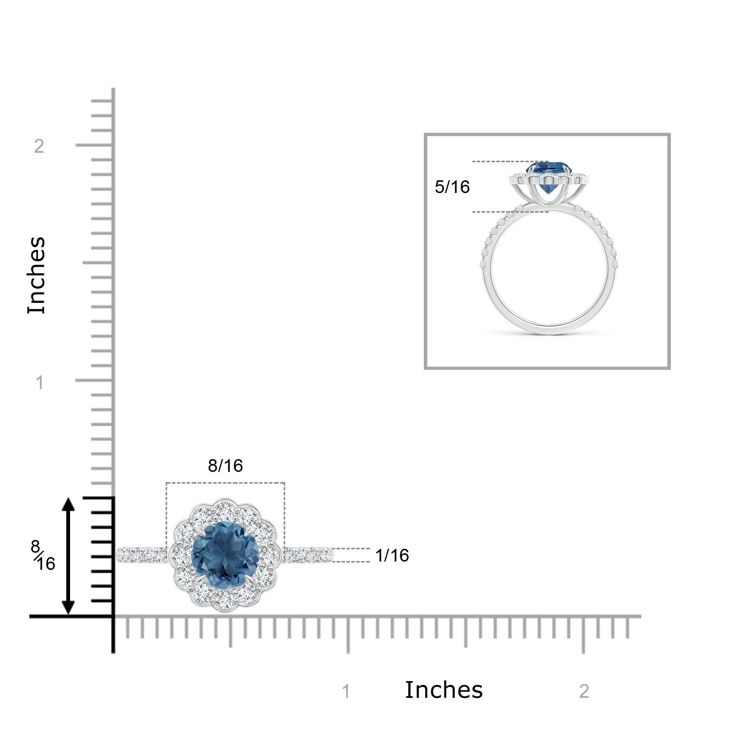 A - London Blue Topaz / 2.21 CT / 14 KT White Gold