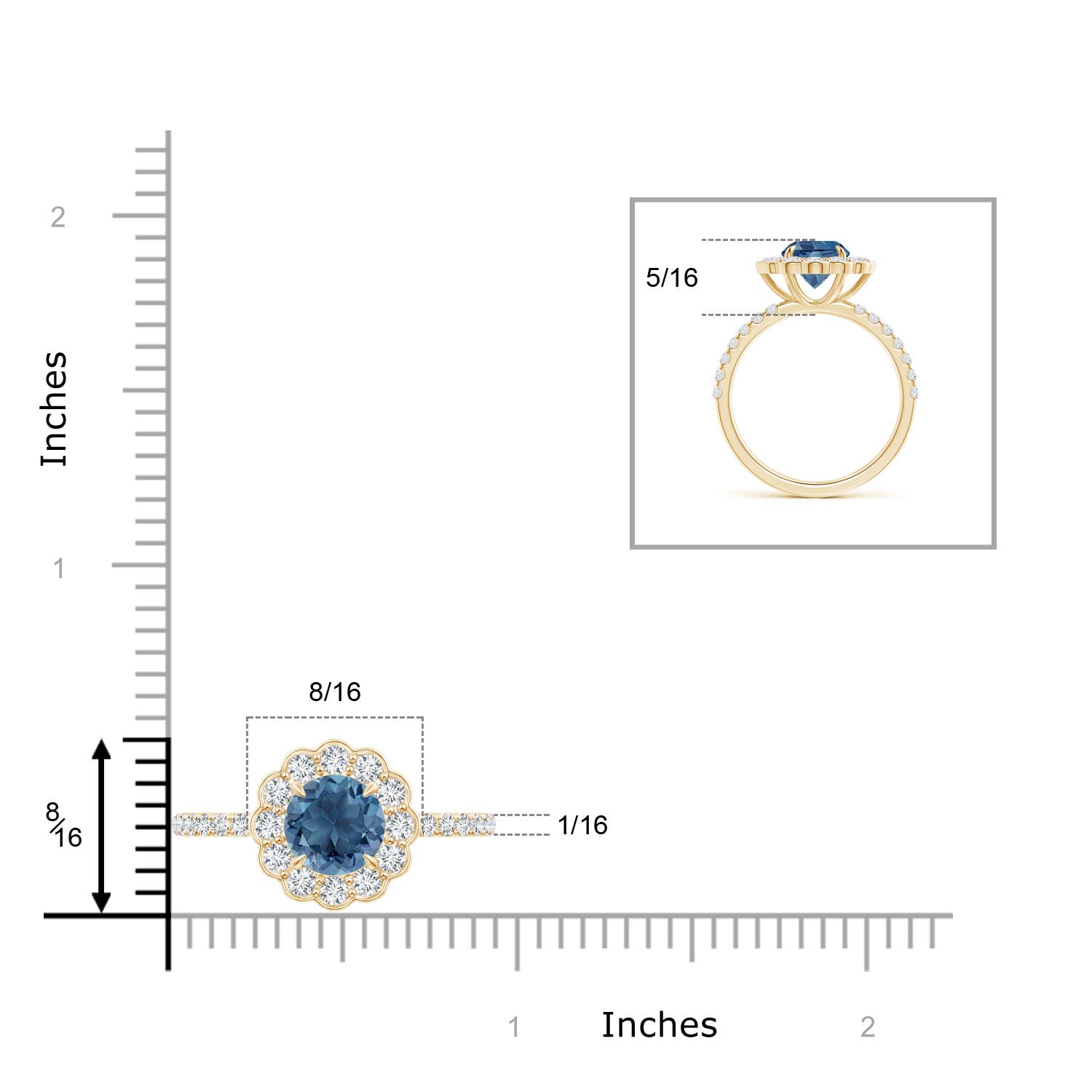 A - London Blue Topaz / 2.21 CT / 14 KT Yellow Gold