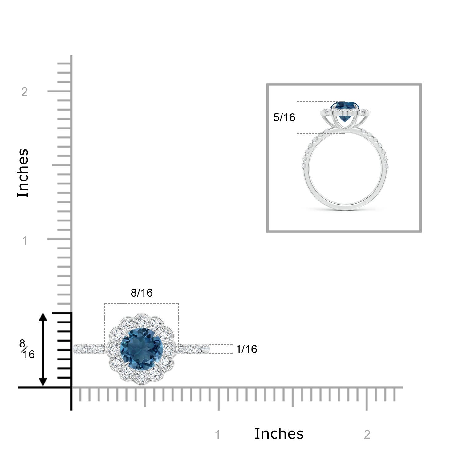 AA - London Blue Topaz / 2.21 CT / 14 KT White Gold