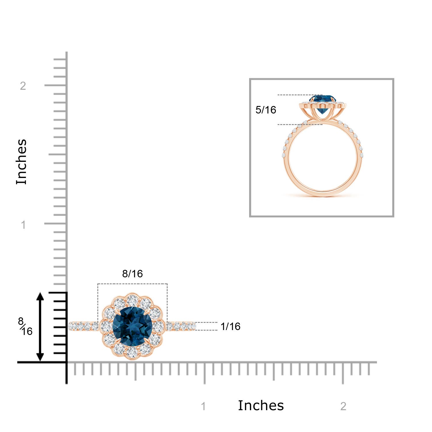 AAA - London Blue Topaz / 2.21 CT / 14 KT Rose Gold