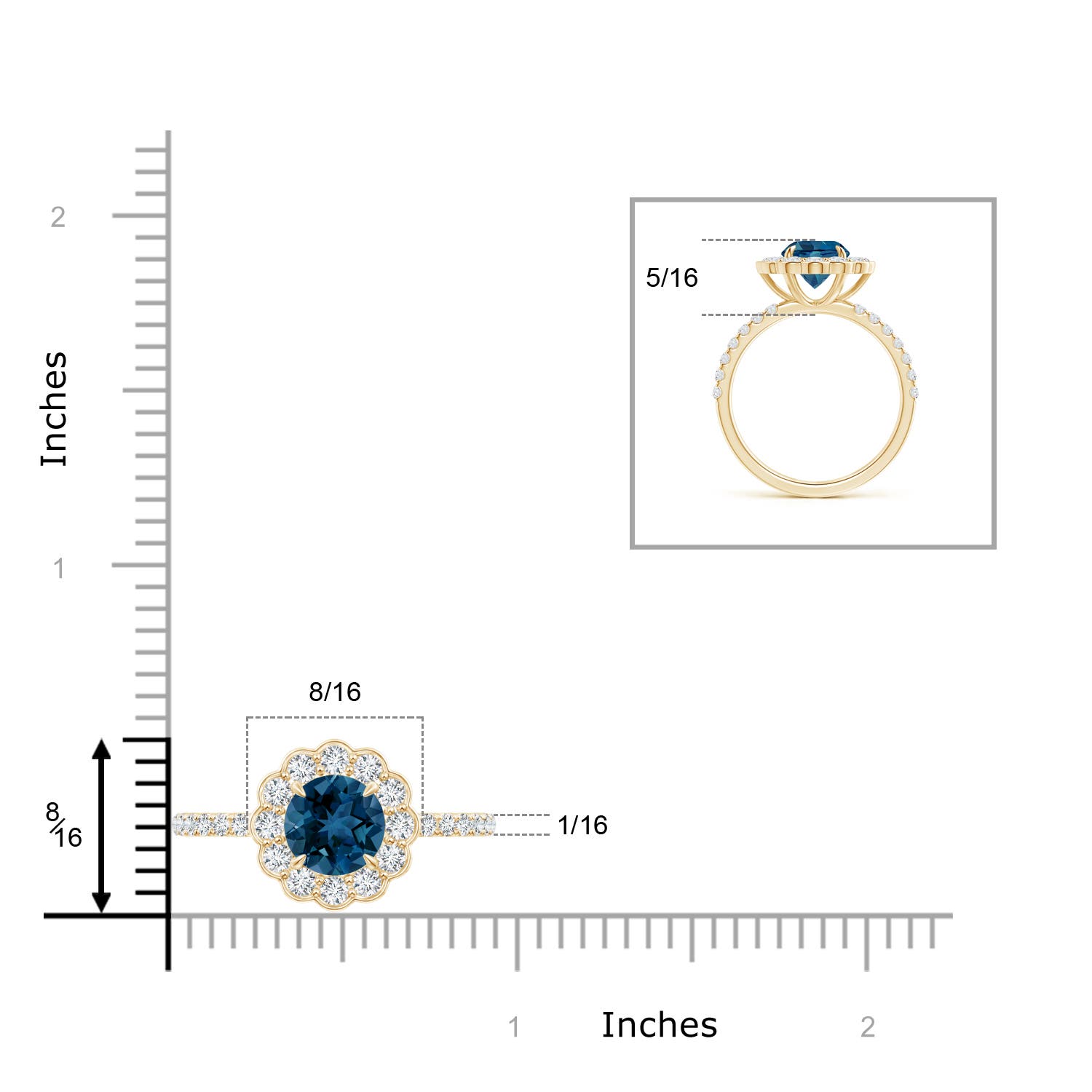 AAA - London Blue Topaz / 2.21 CT / 14 KT Yellow Gold