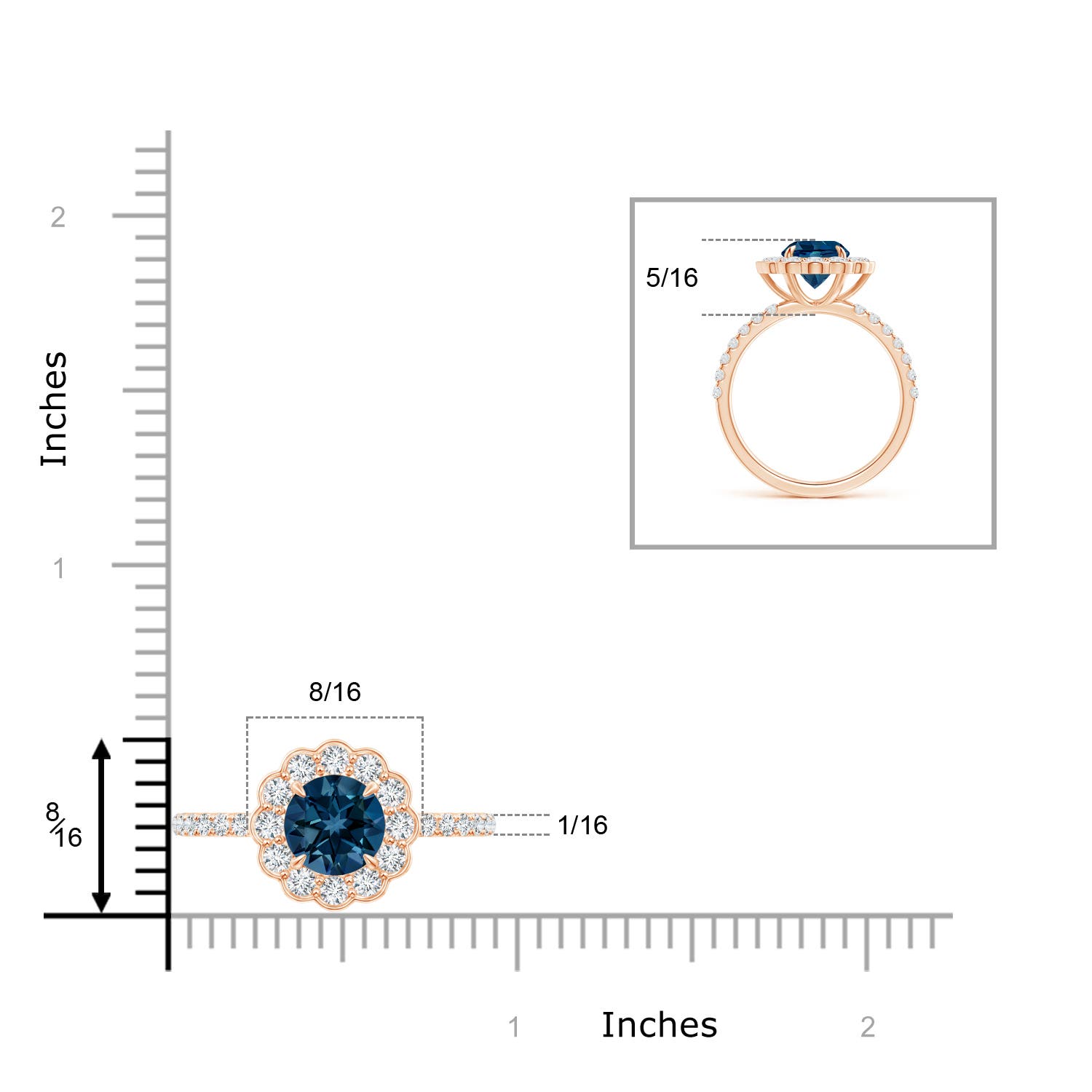 AAAA - London Blue Topaz / 2.21 CT / 14 KT Rose Gold