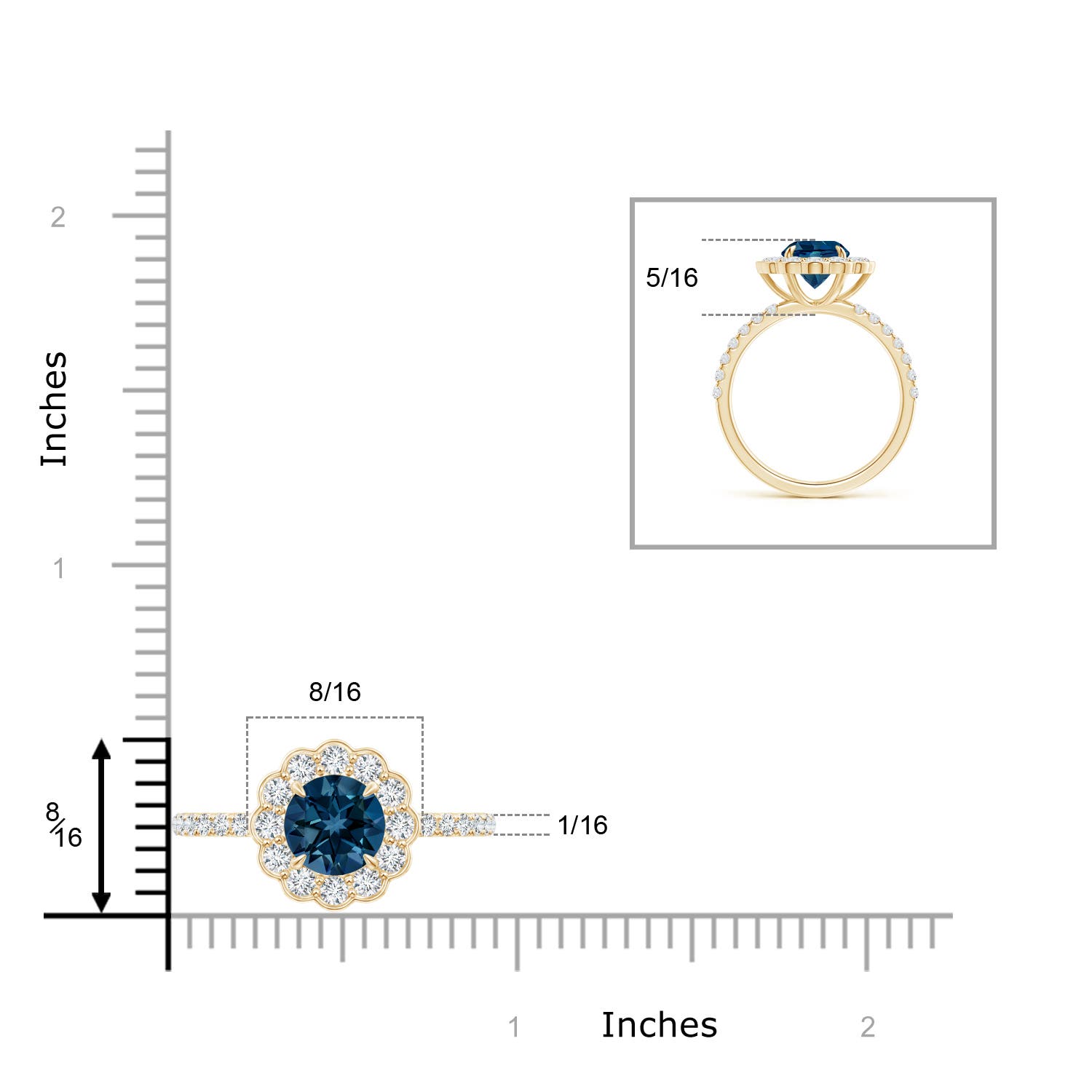 AAAA - London Blue Topaz / 2.21 CT / 14 KT Yellow Gold