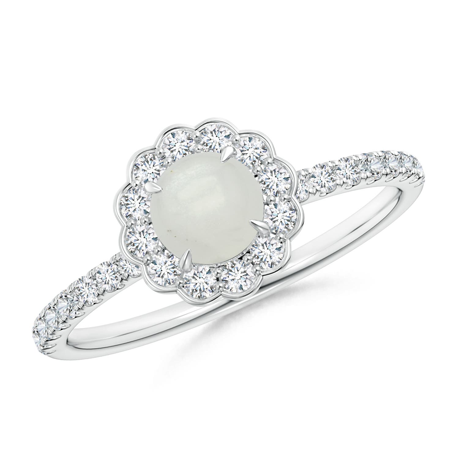 A - Moonstone / 0.75 CT / 14 KT White Gold