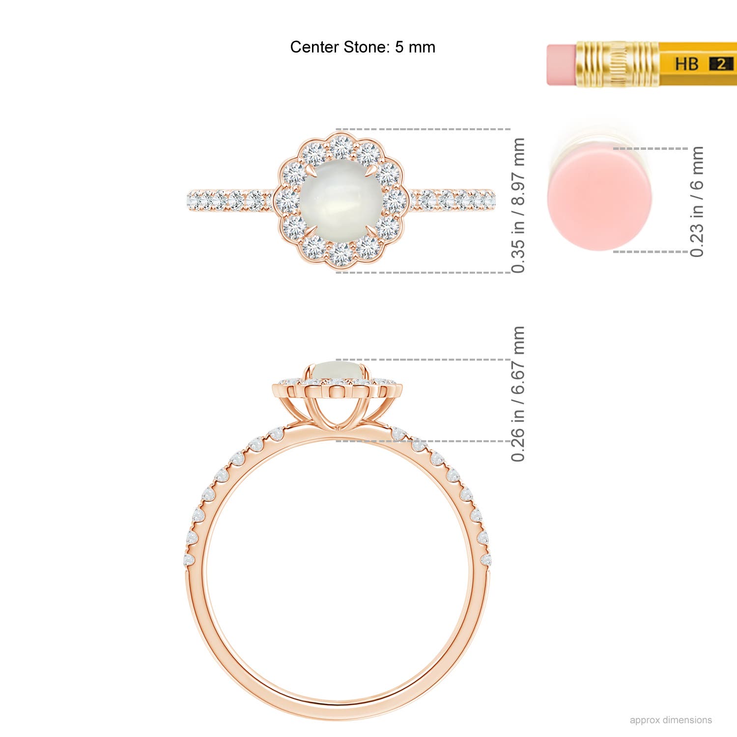 AAAA - Moonstone / 0.75 CT / 14 KT Rose Gold