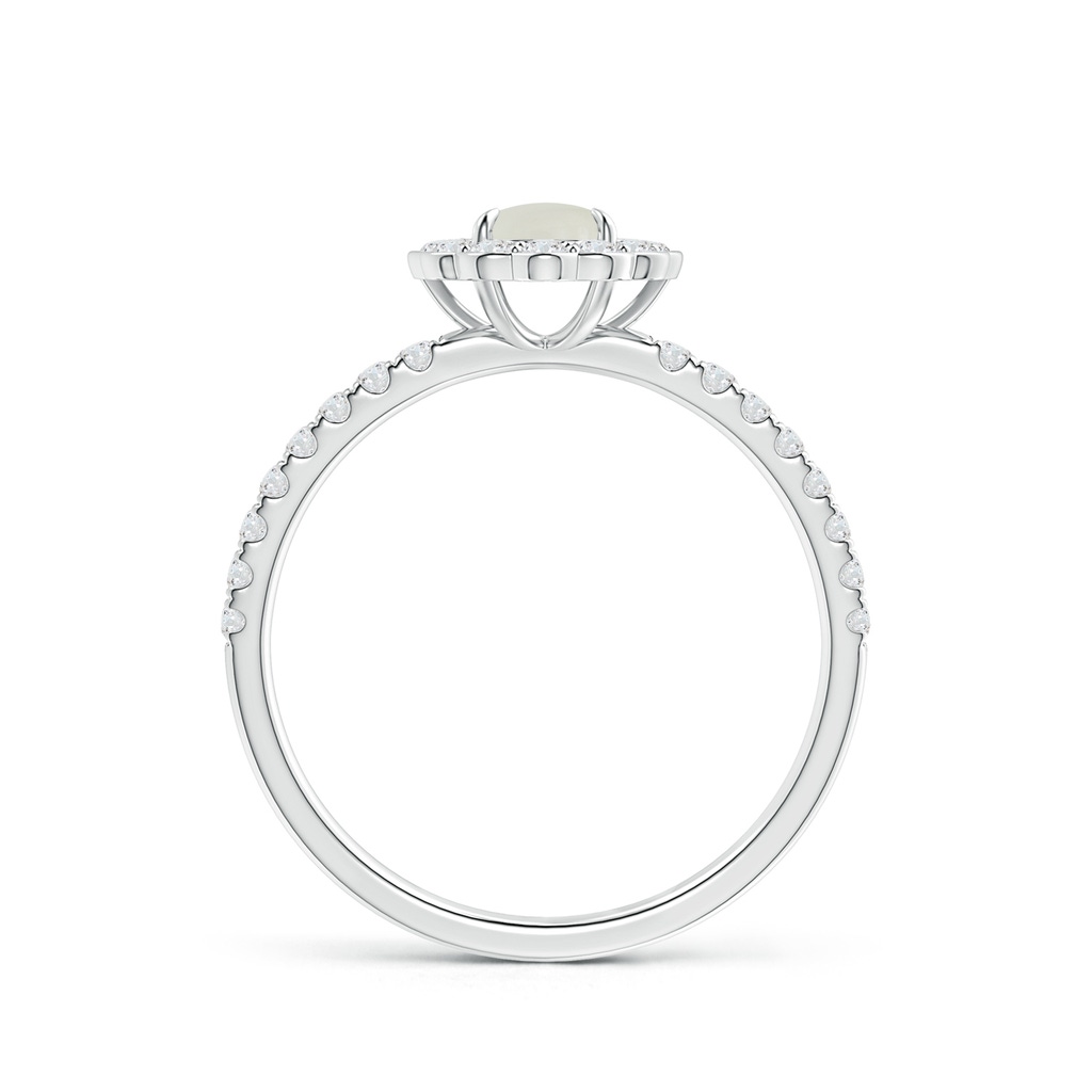 5mm AAAA Vintage Style Moonstone Flower Ring with Diamond Accents in White Gold - side 199