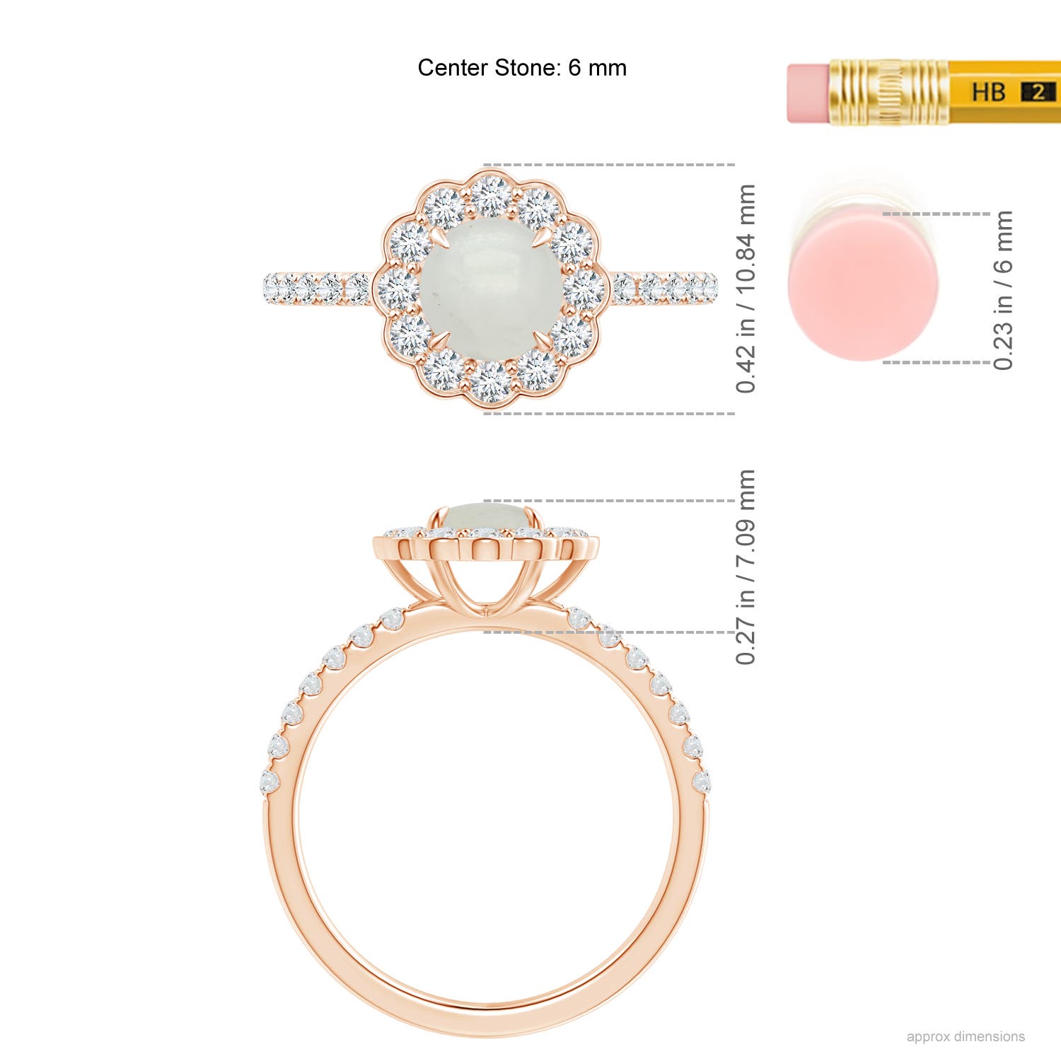 A - Moonstone / 1.32 CT / 14 KT Rose Gold