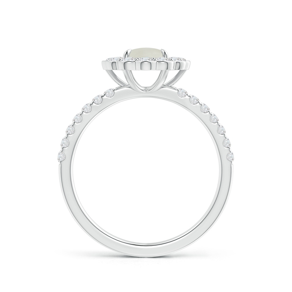 6mm AAA Vintage Style Moonstone Flower Ring with Diamond Accents in White Gold - side 199