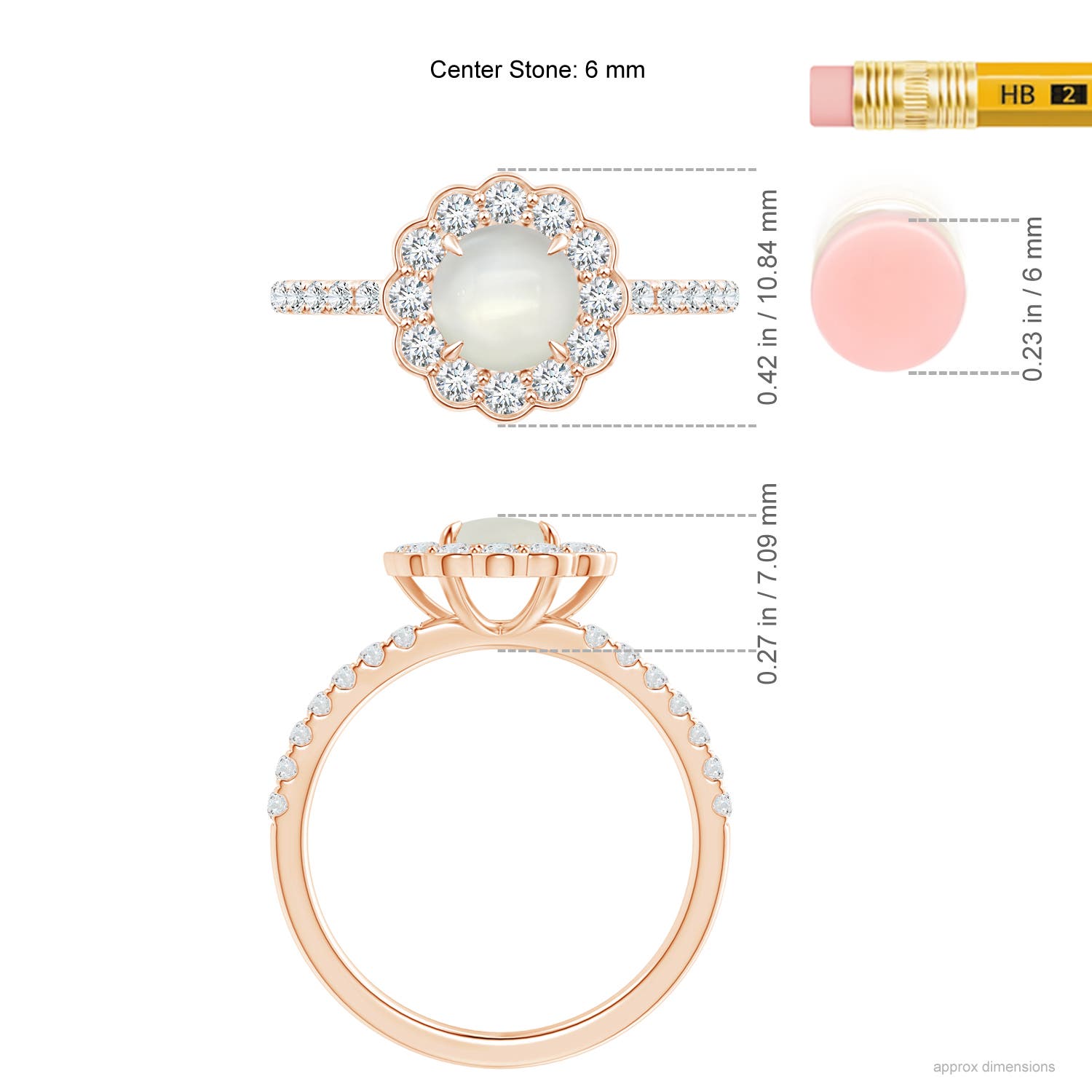 AAAA - Moonstone / 1.32 CT / 14 KT Rose Gold