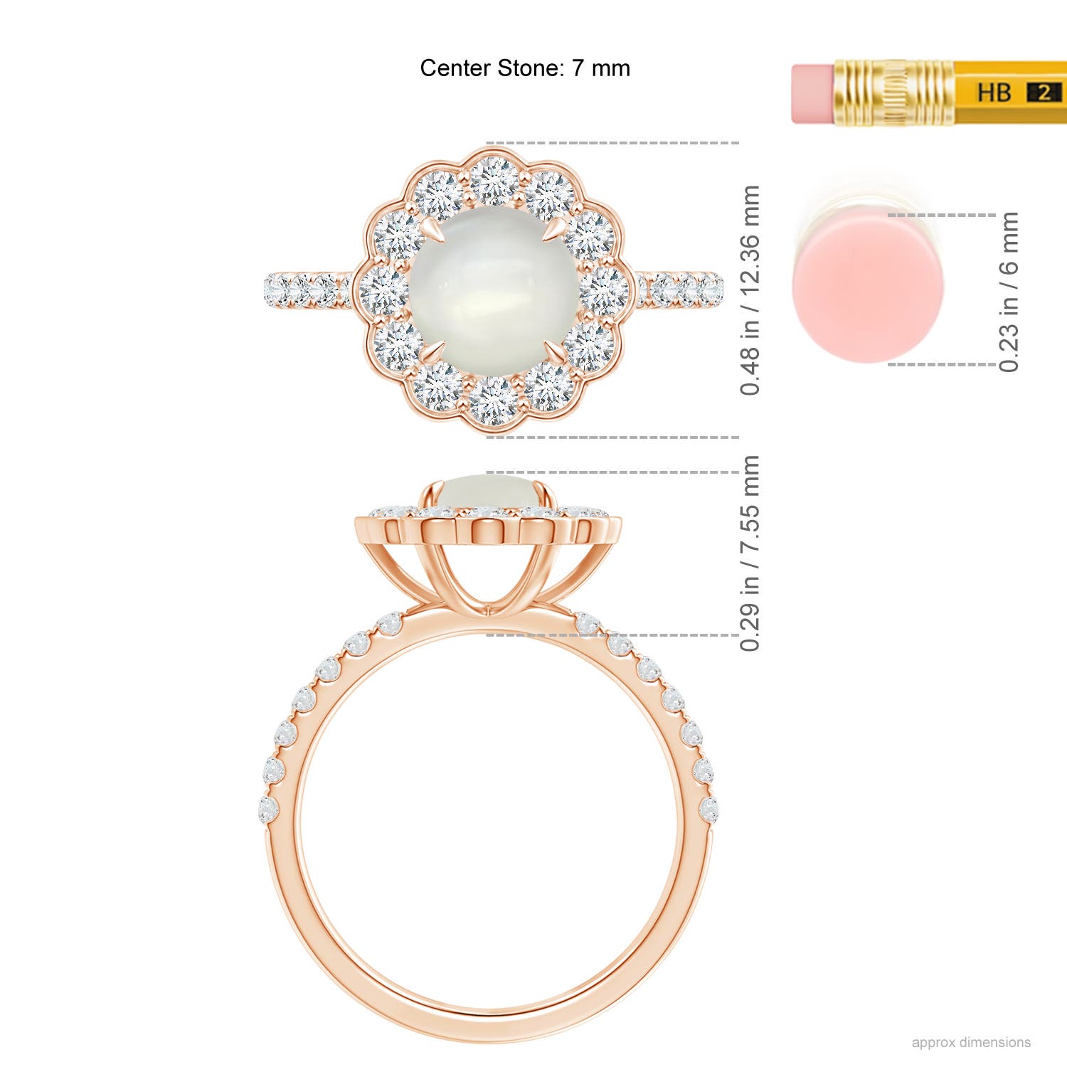 AAAA - Moonstone / 1.91 CT / 14 KT Rose Gold