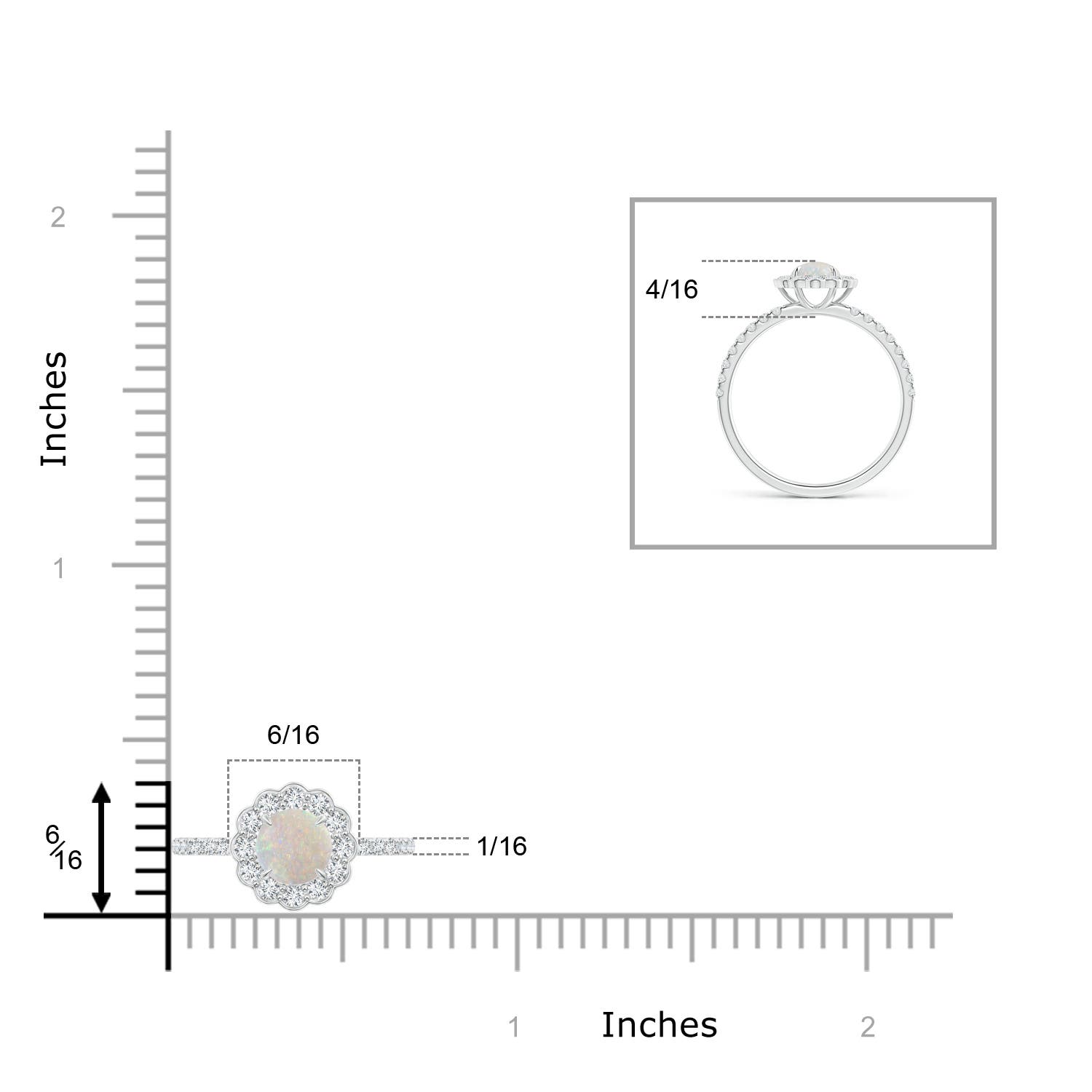 AA - Opal / 0.63 CT / 14 KT White Gold