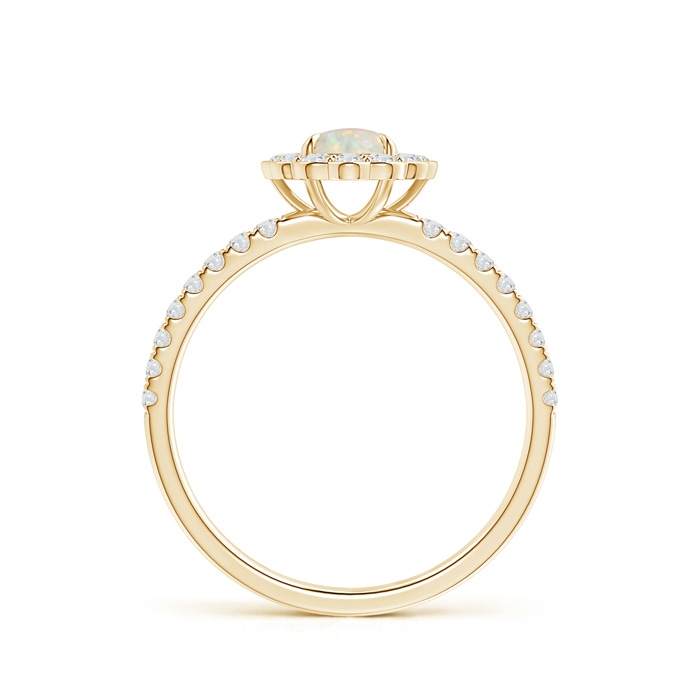 5mm AAA Vintage Style Opal Flower Ring with Diamond Accents in 10K Yellow Gold product image