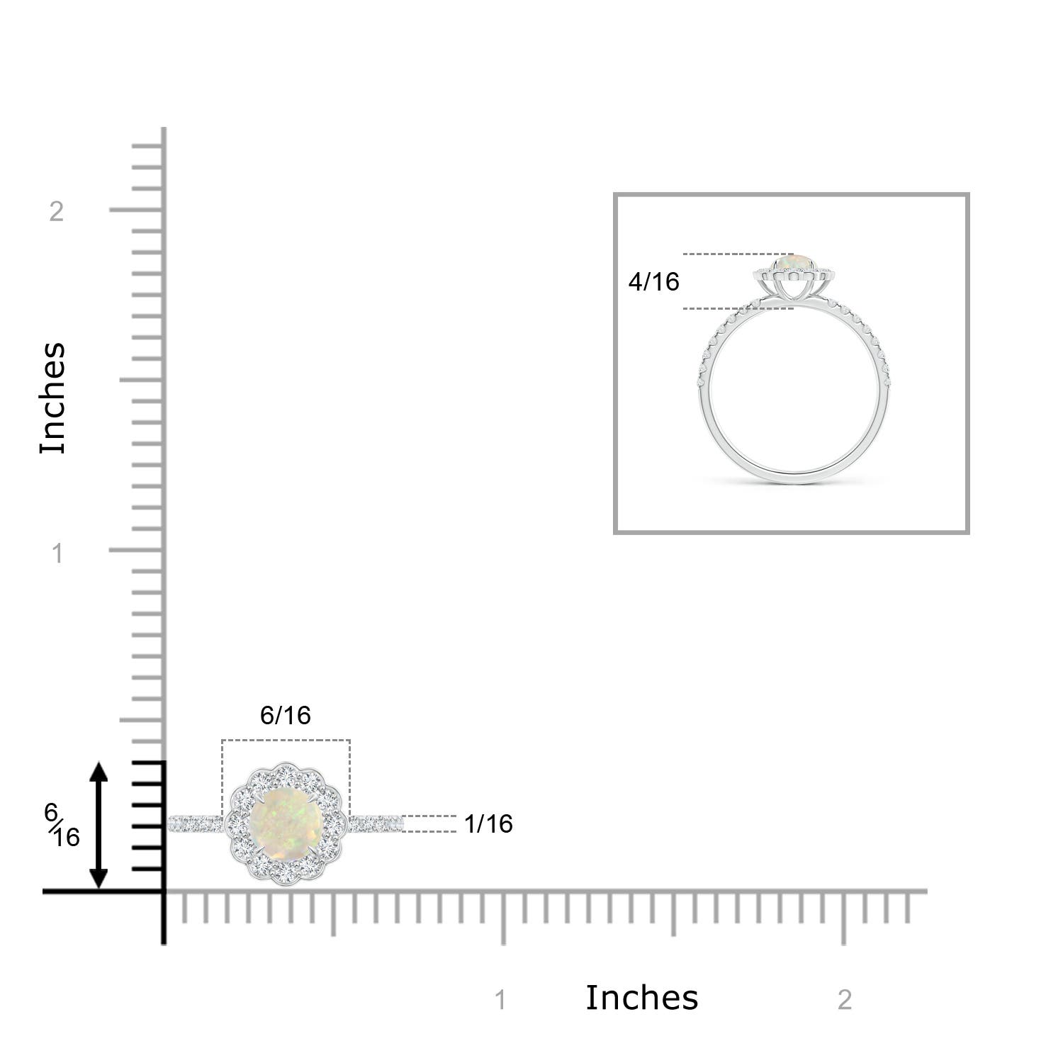 AAA - Opal / 0.63 CT / 14 KT White Gold