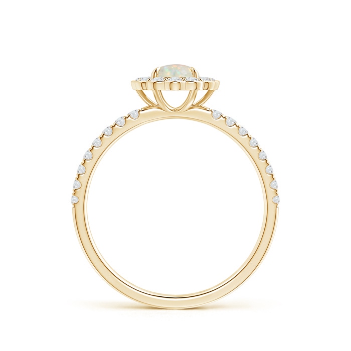 5mm AAA Vintage Style Opal Flower Ring with Diamond Accents in Yellow Gold side-1