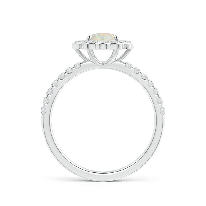 6mm AAA Vintage Style Opal Flower Ring with Diamond Accents in White Gold side-1