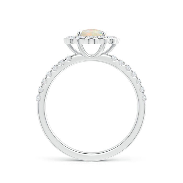 6mm AAAA Vintage Style Opal Flower Ring with Diamond Accents in White Gold side-1