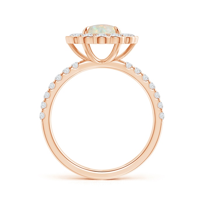 7mm AAA Vintage Style Opal Flower Ring with Diamond Accents in Rose Gold side-1