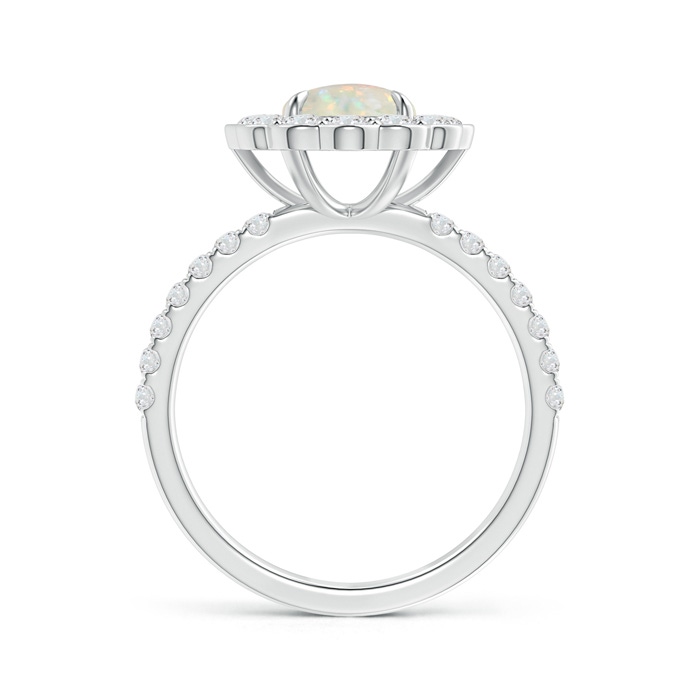 7mm AAA Vintage Style Opal Flower Ring with Diamond Accents in White Gold side-1
