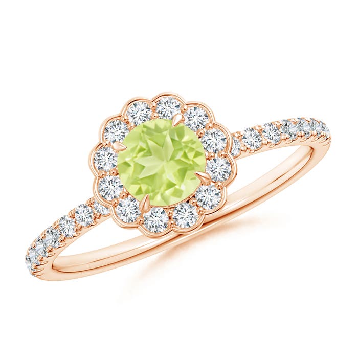 A - Peridot / 0.85 CT / 14 KT Rose Gold