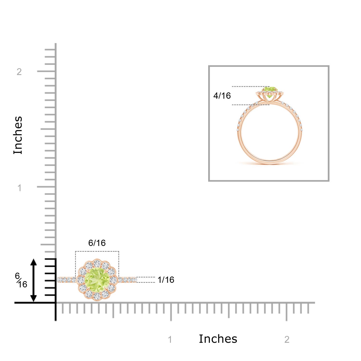 A - Peridot / 0.85 CT / 14 KT Rose Gold