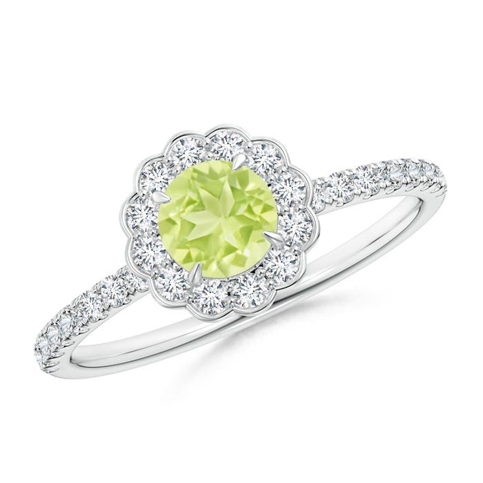 A - Peridot / 0.85 CT / 14 KT White Gold