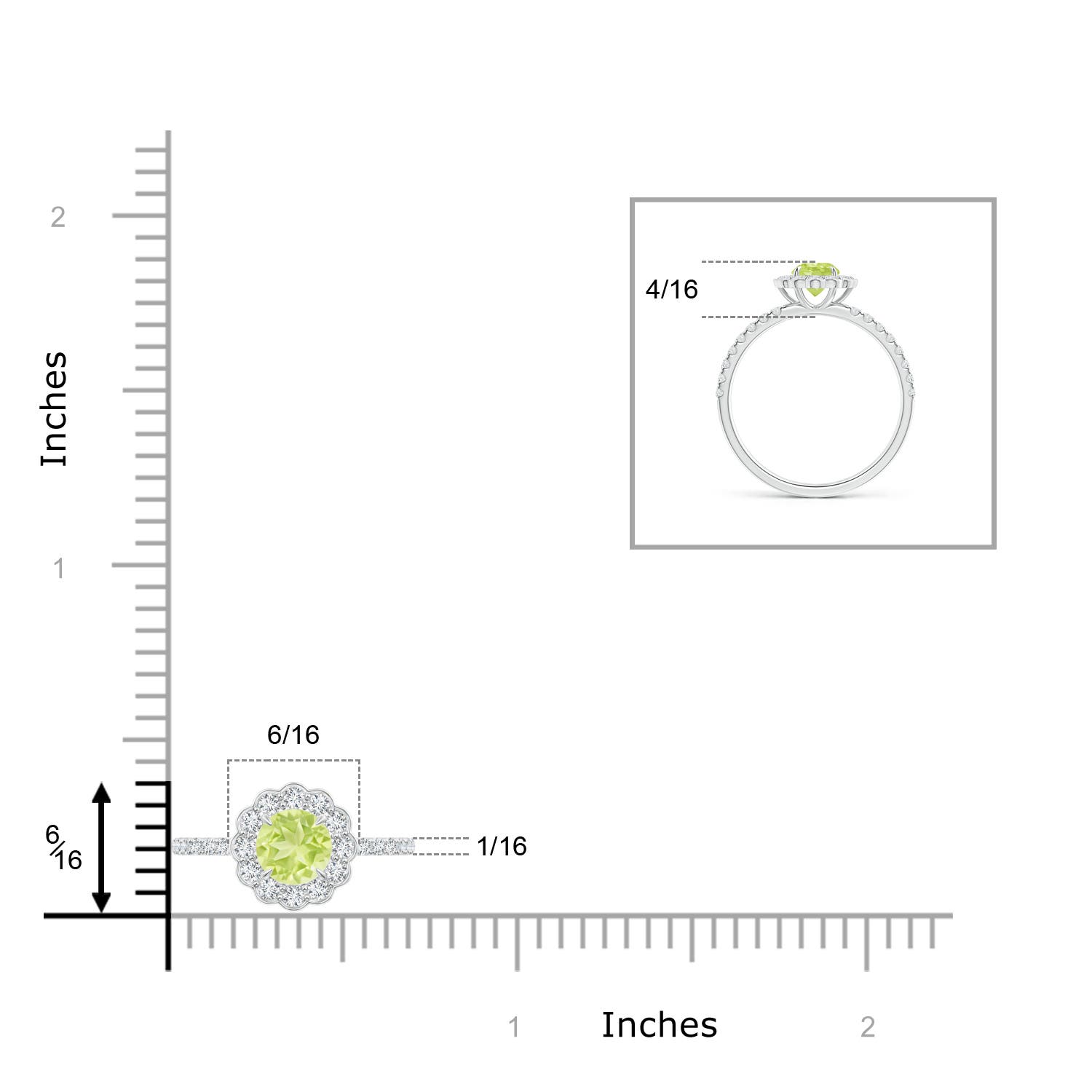 A - Peridot / 0.85 CT / 14 KT White Gold