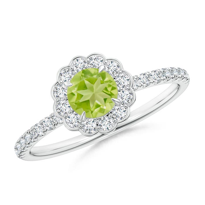 AA - Peridot / 0.85 CT / 14 KT White Gold