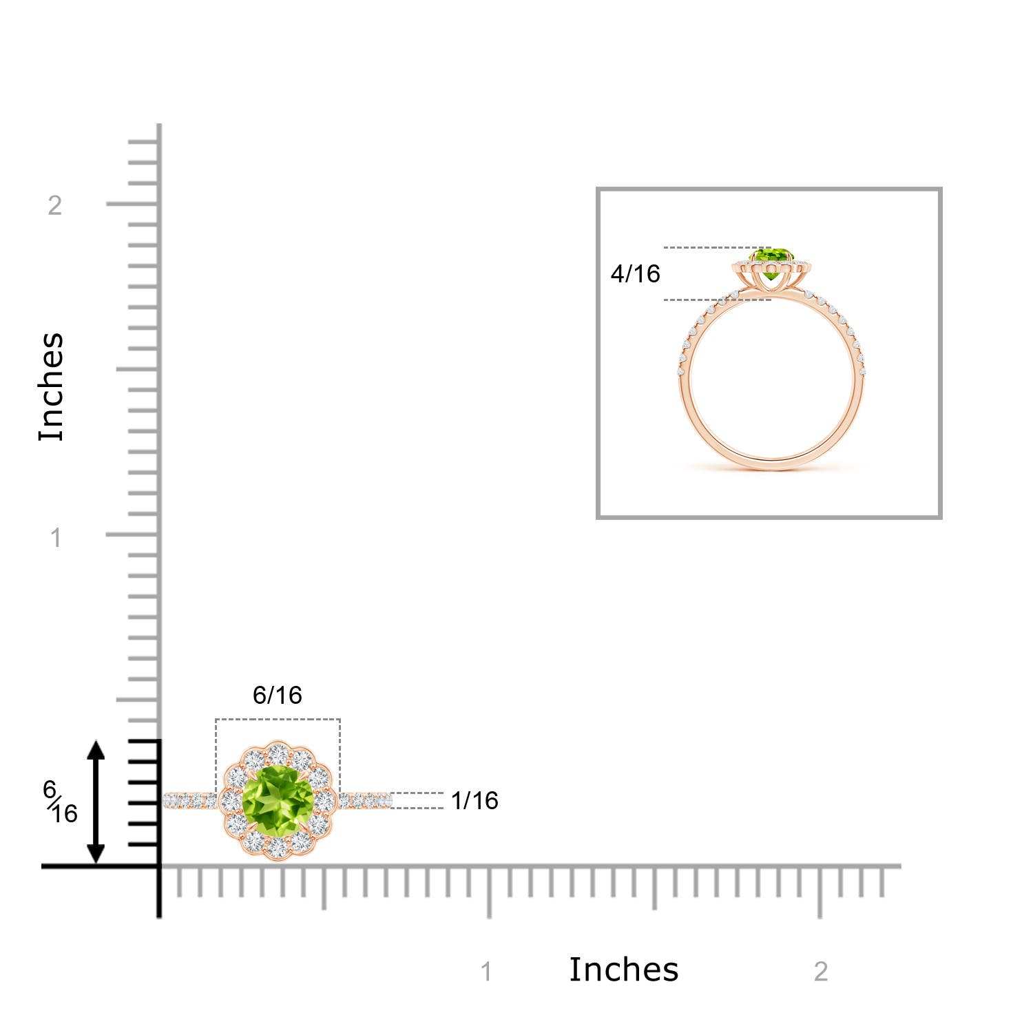 AAA - Peridot / 0.85 CT / 14 KT Rose Gold