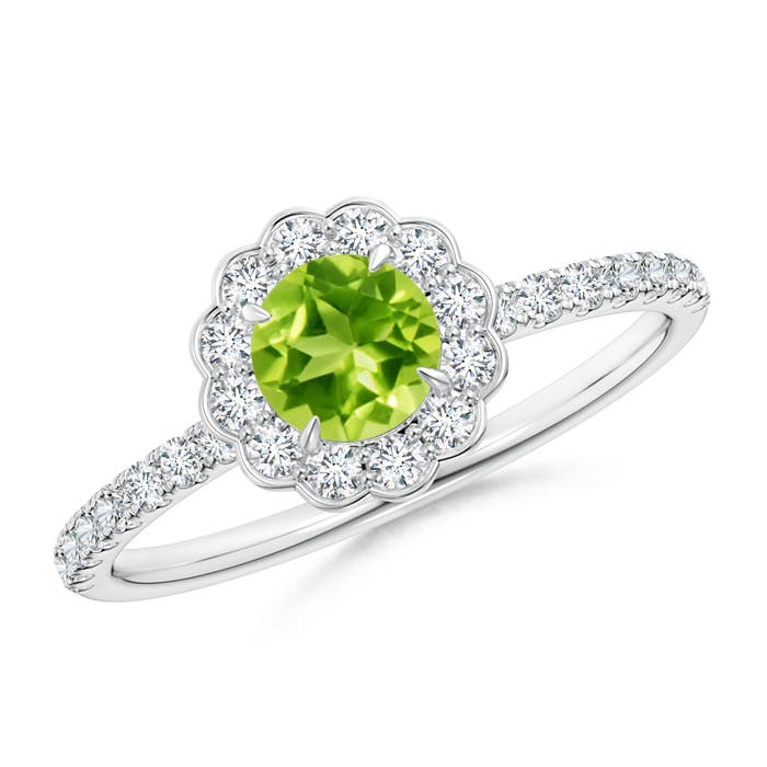 AAA - Peridot / 0.85 CT / 14 KT White Gold