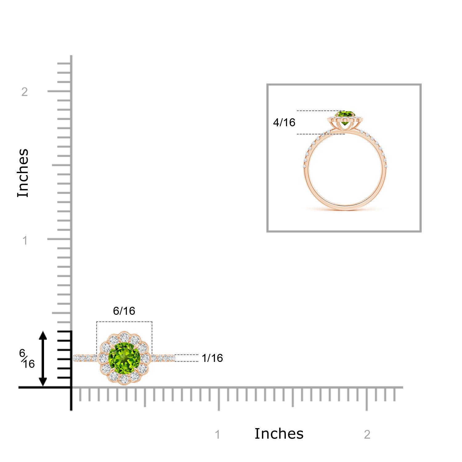 AAAA - Peridot / 0.85 CT / 14 KT Rose Gold