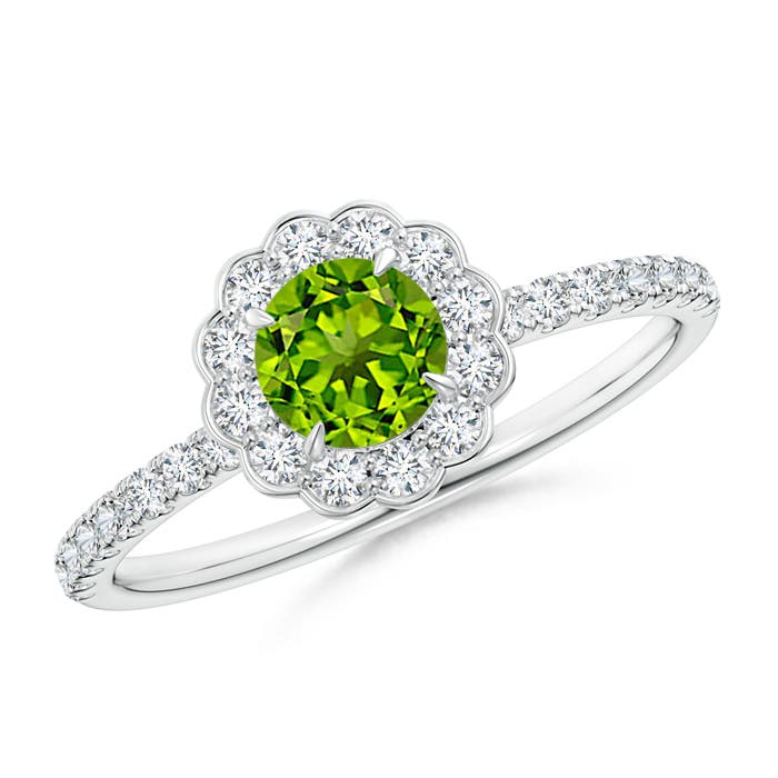 AAAA - Peridot / 0.85 CT / 14 KT White Gold