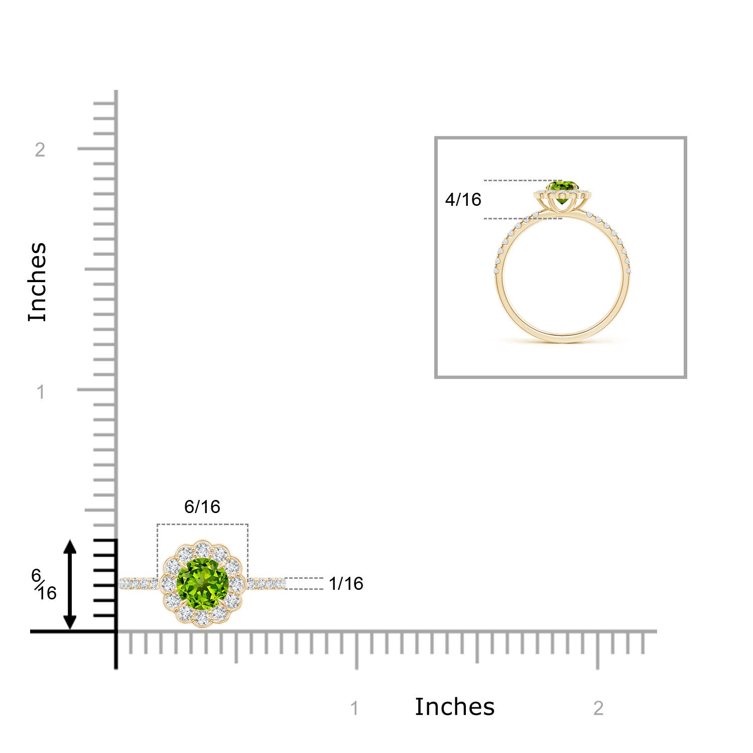 AAAA - Peridot / 0.85 CT / 14 KT Yellow Gold