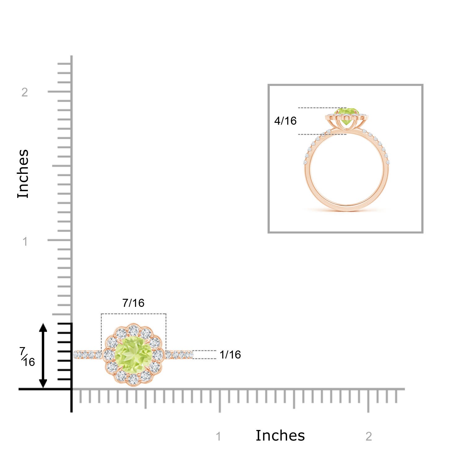 A - Peridot / 1.47 CT / 14 KT Rose Gold