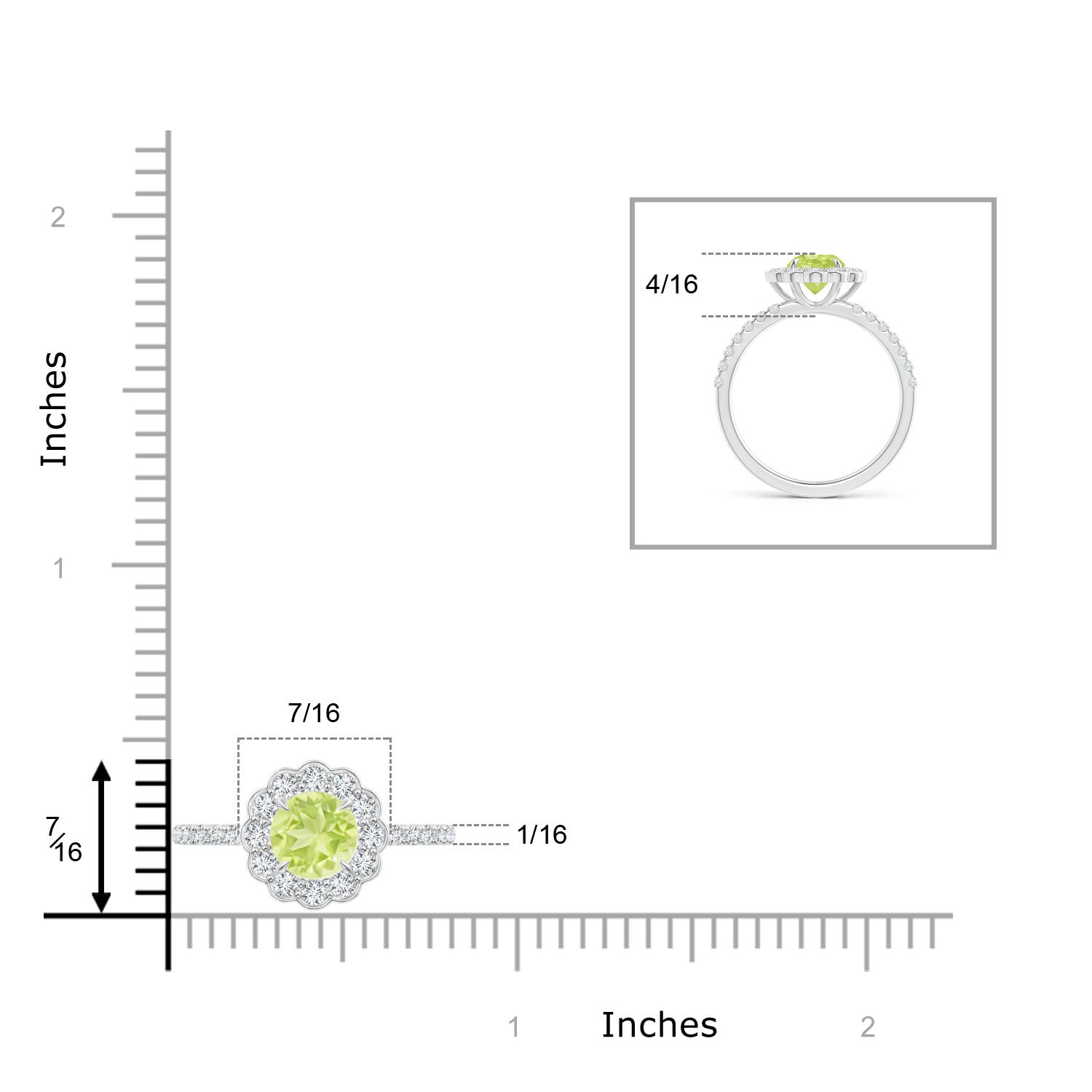 A - Peridot / 1.47 CT / 14 KT White Gold