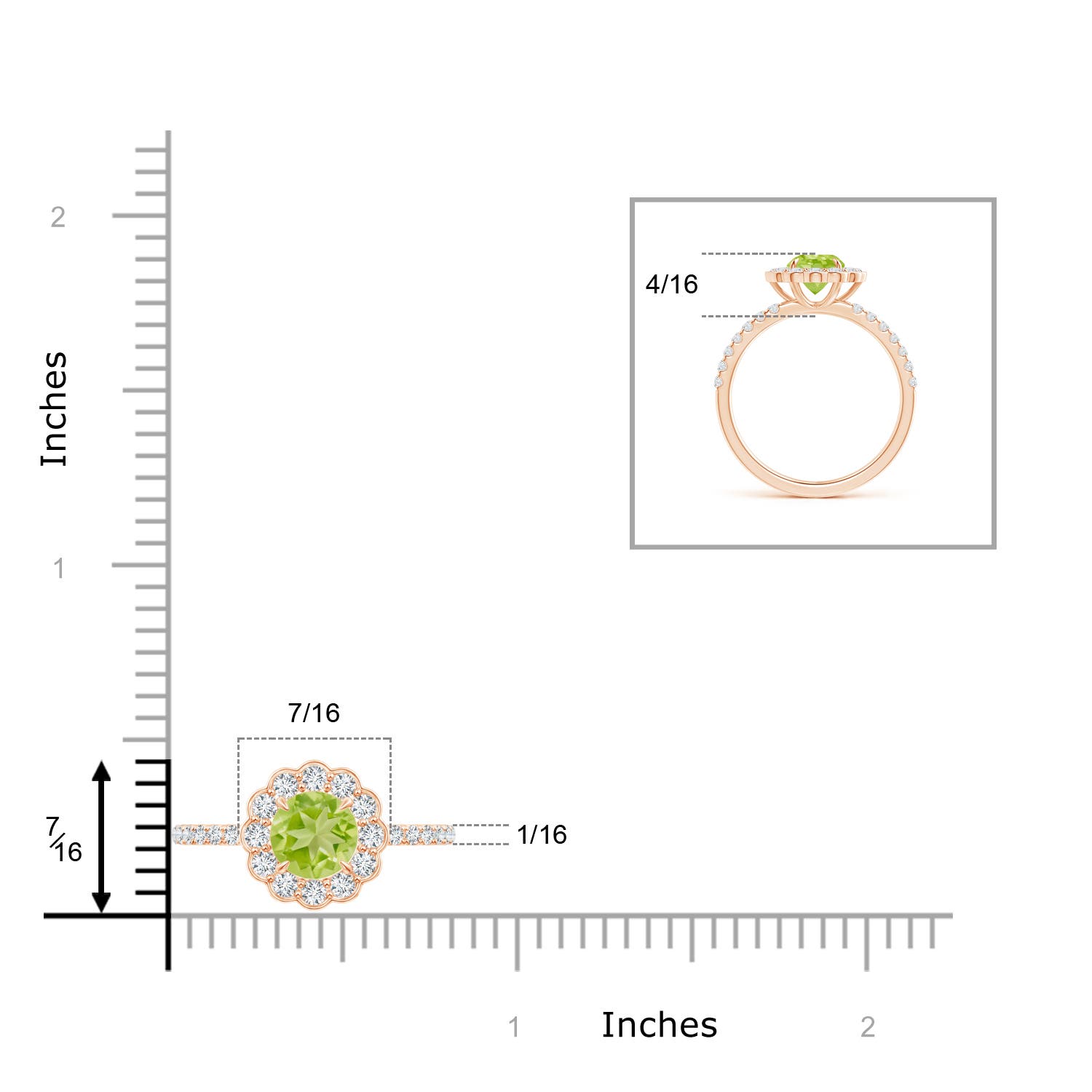 AA - Peridot / 1.47 CT / 14 KT Rose Gold