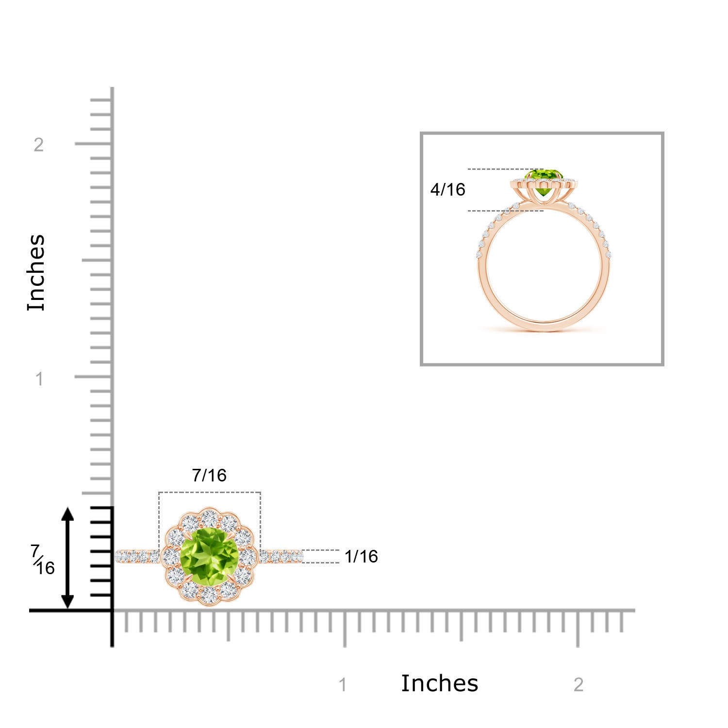 AAA - Peridot / 1.47 CT / 14 KT Rose Gold