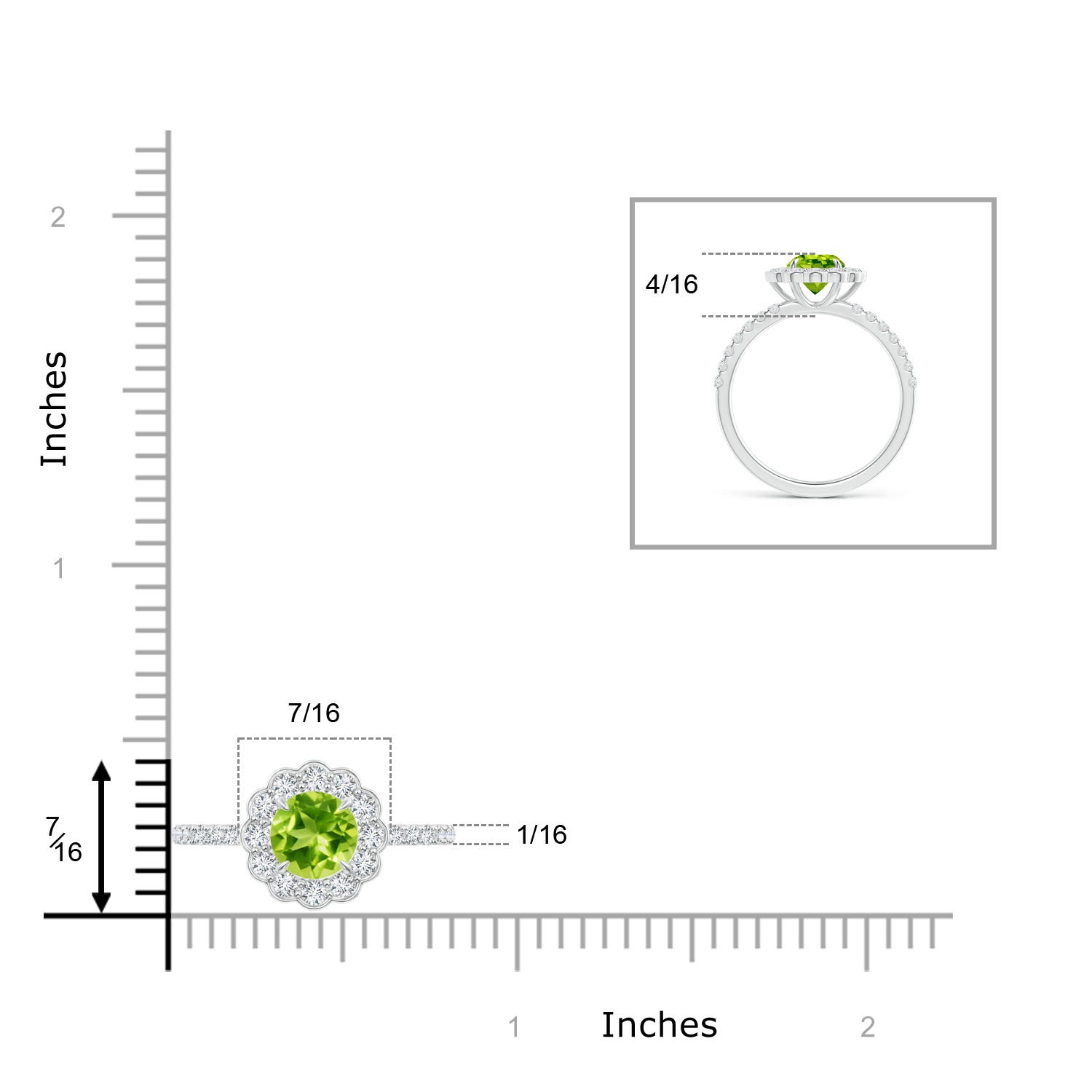 AAA - Peridot / 1.47 CT / 14 KT White Gold