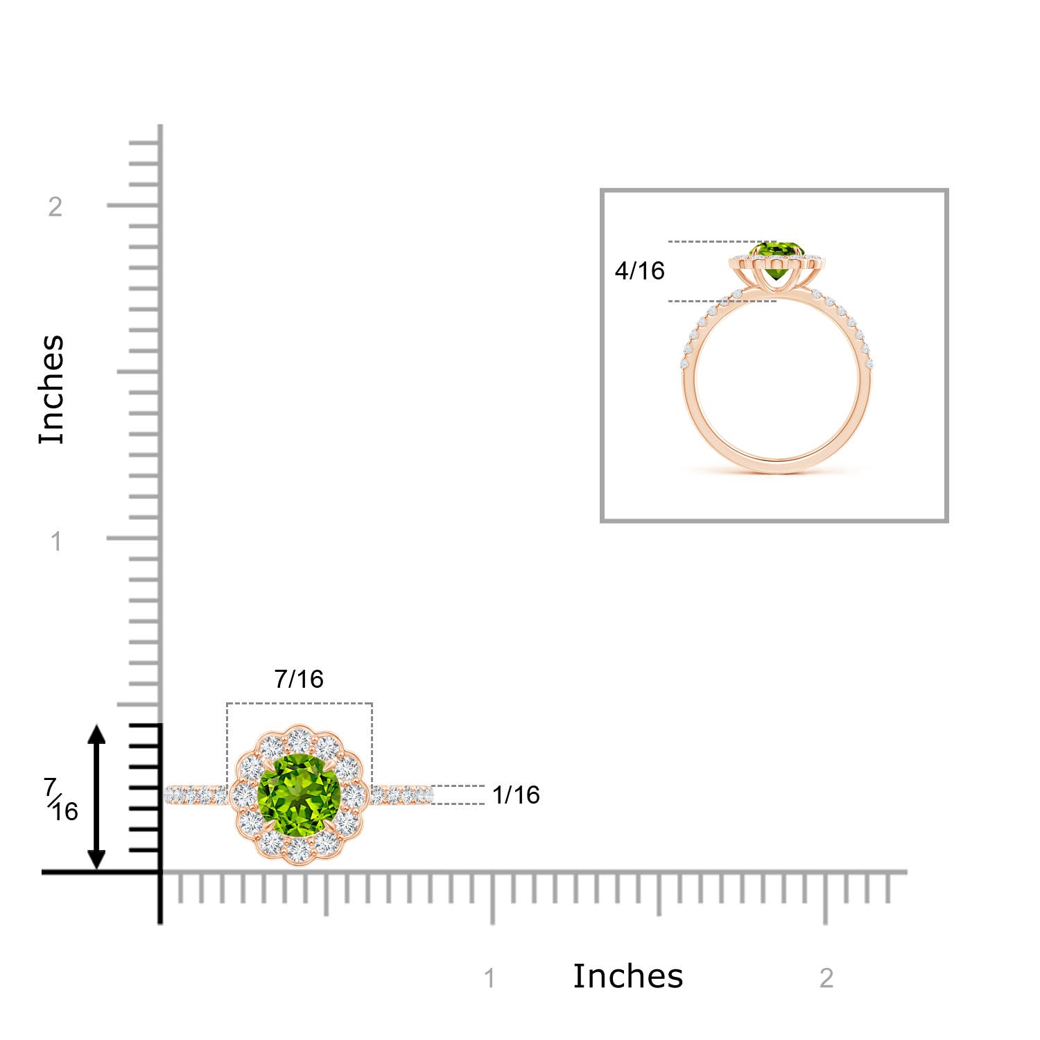 AAAA - Peridot / 1.47 CT / 14 KT Rose Gold