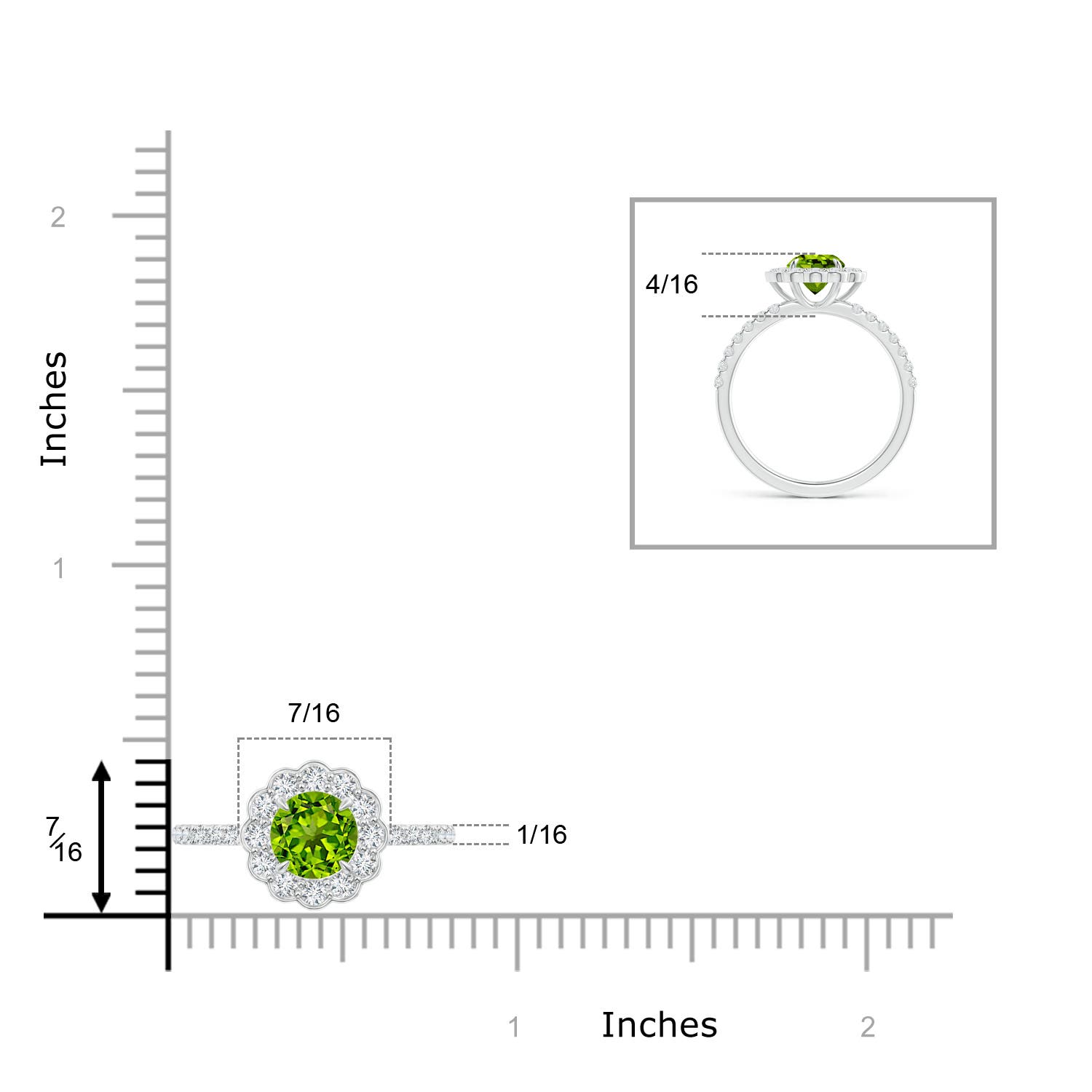 AAAA - Peridot / 1.47 CT / 14 KT White Gold