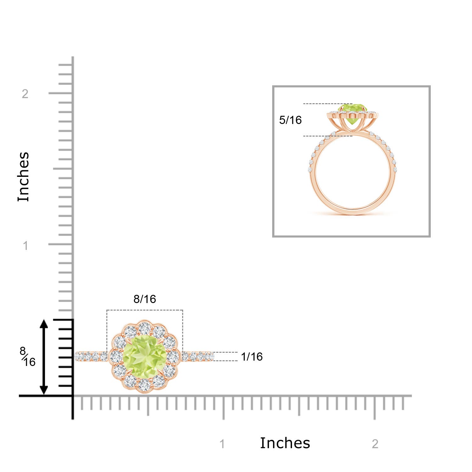 A - Peridot / 2.06 CT / 14 KT Rose Gold