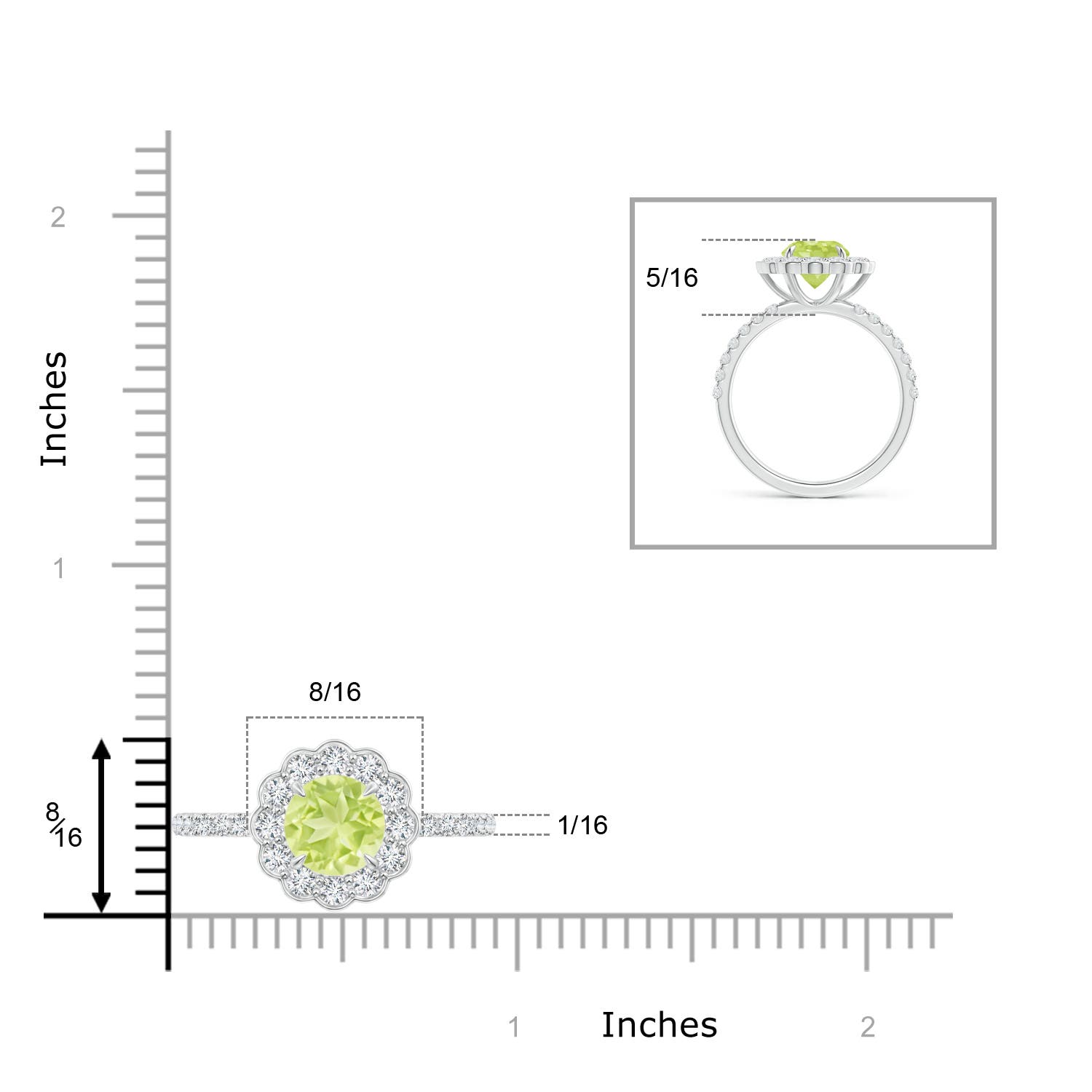 A - Peridot / 2.06 CT / 14 KT White Gold