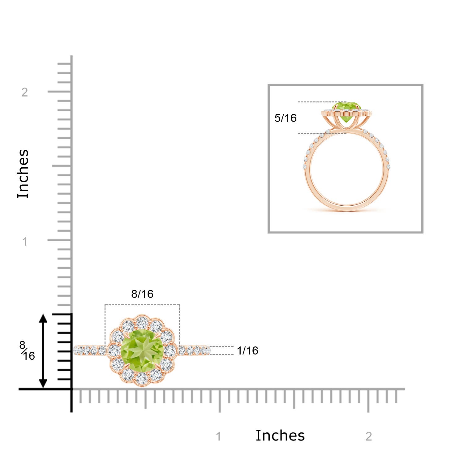 AA - Peridot / 2.06 CT / 14 KT Rose Gold