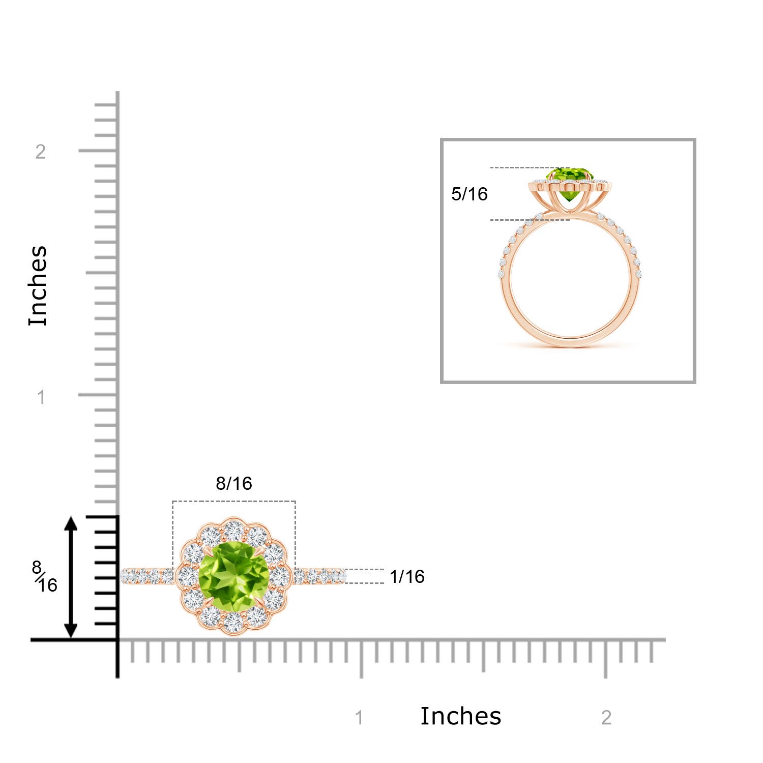 AAA - Peridot / 2.06 CT / 14 KT Rose Gold