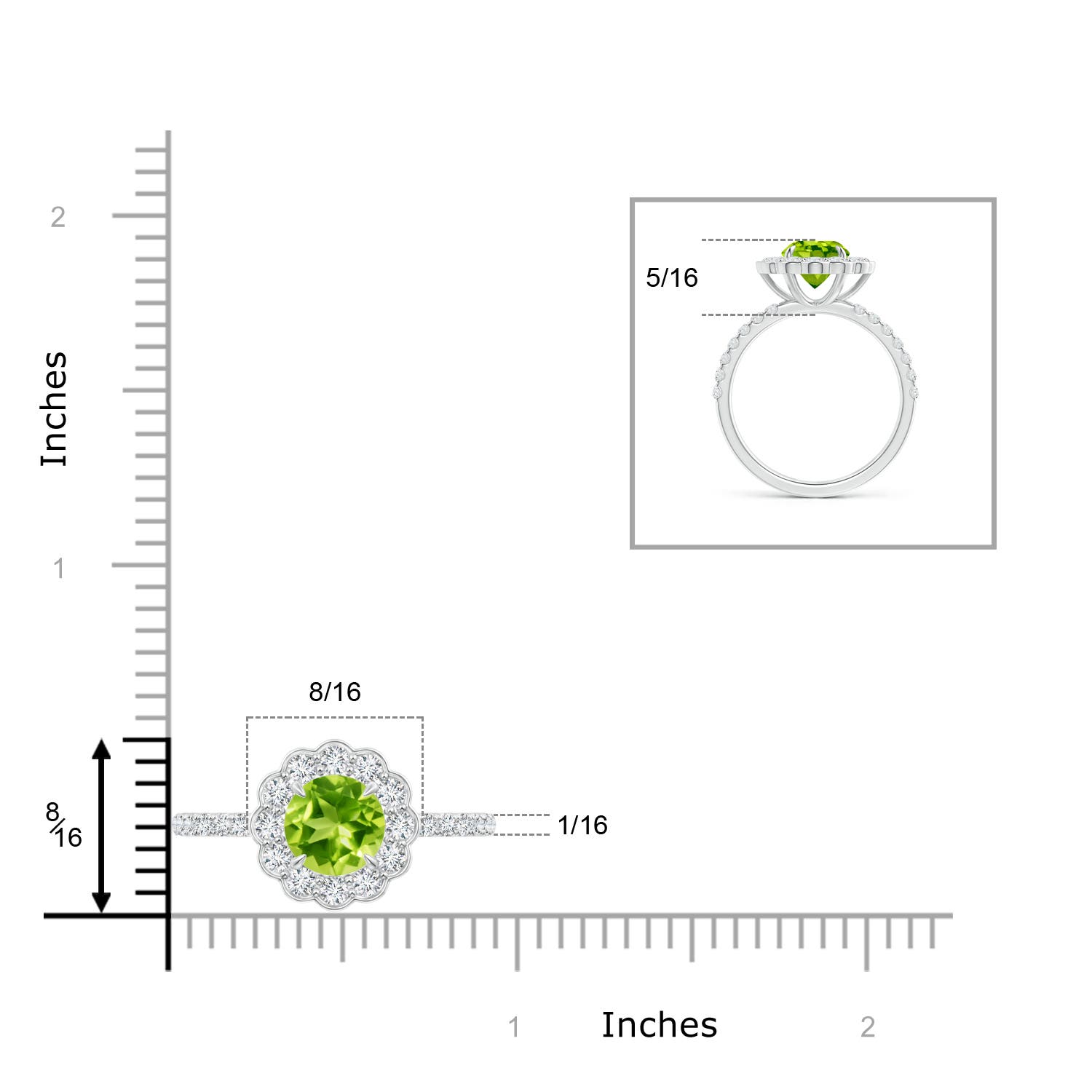 AAA - Peridot / 2.06 CT / 14 KT White Gold