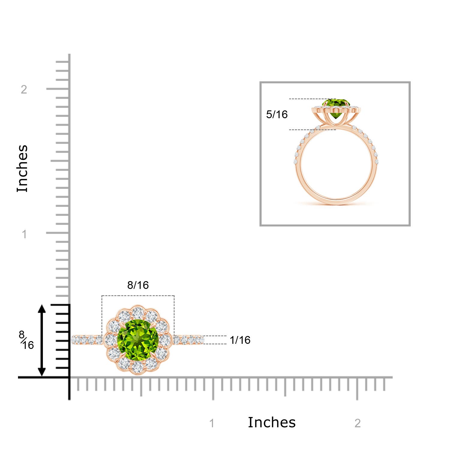 AAAA - Peridot / 2.06 CT / 14 KT Rose Gold