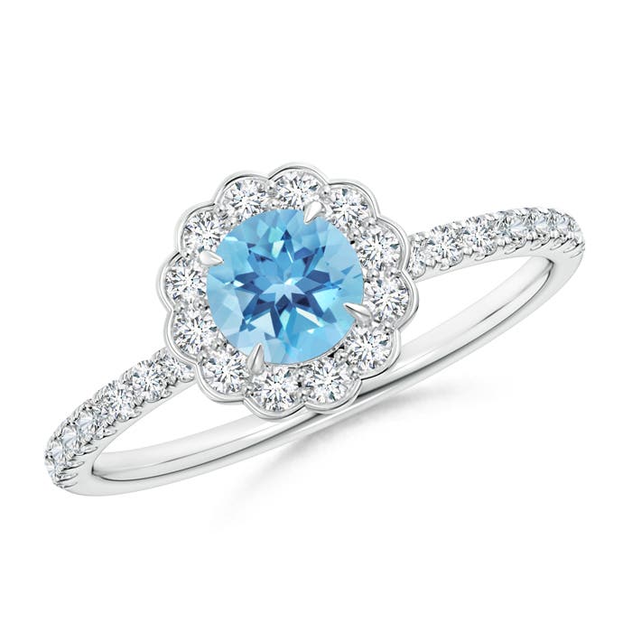 A - Swiss Blue Topaz / 0.9 CT / 14 KT White Gold