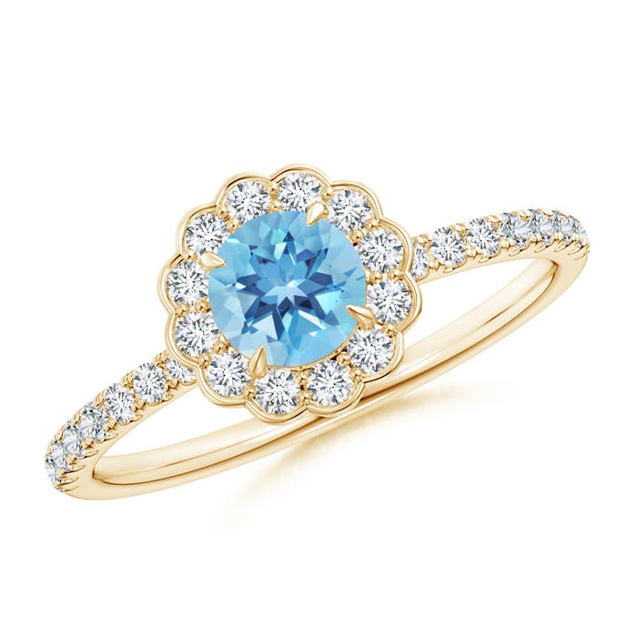 A - Swiss Blue Topaz / 0.9 CT / 14 KT Yellow Gold