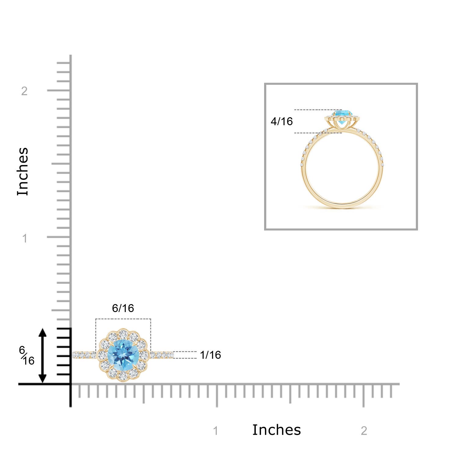 A - Swiss Blue Topaz / 0.9 CT / 14 KT Yellow Gold