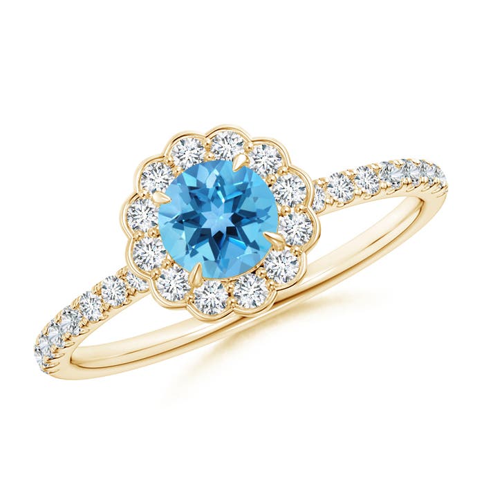 AA - Swiss Blue Topaz / 0.9 CT / 14 KT Yellow Gold